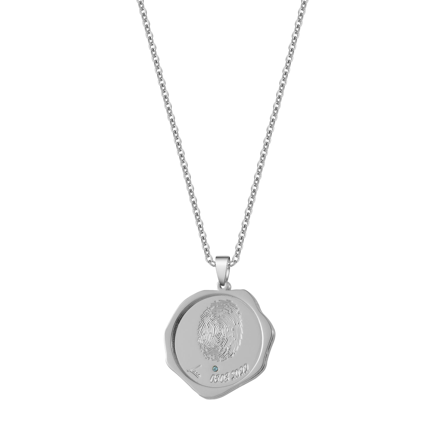 Custom Fingerprint Birthstone Name Necklace QFN3032