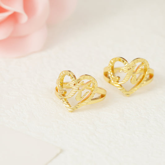 Initials Letters Heart Ring   QFR3088