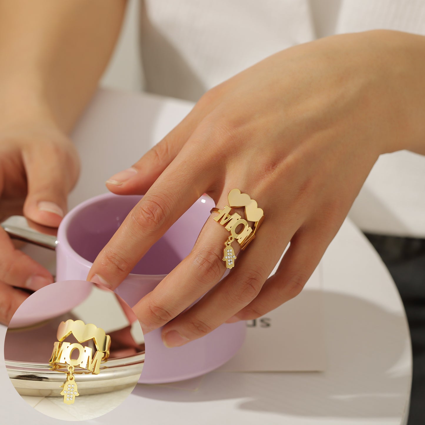 Custom Name Heart Ring QNR3084