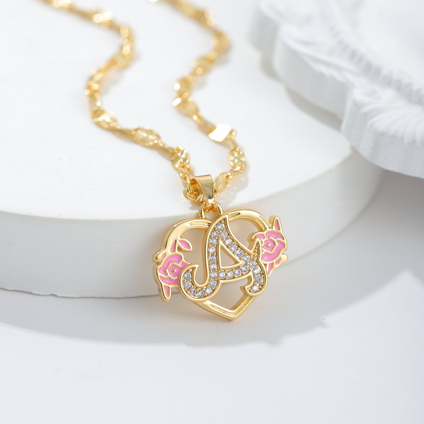 Initials Letters Heart Diamond Necklace SSS3006