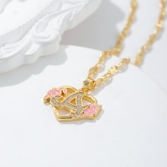 Initials Letters Heart Diamond Necklace SSS3006