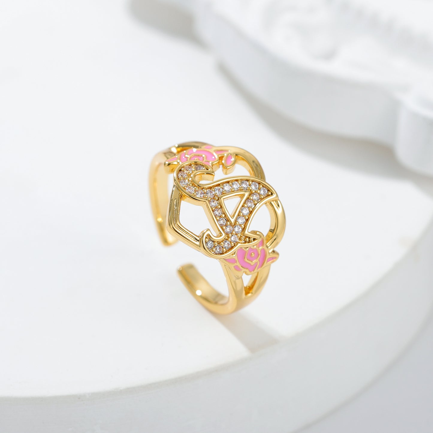 Initials Letters Heart Diamond Ring SSS3006