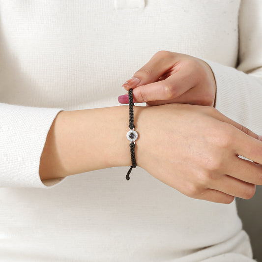 Handmade Leather Personalized Photo Projection Bracelet TYB0928