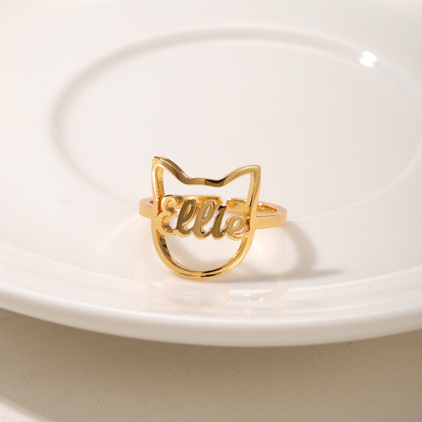 Custom Name Ring Cute Cat Style QN-R8827