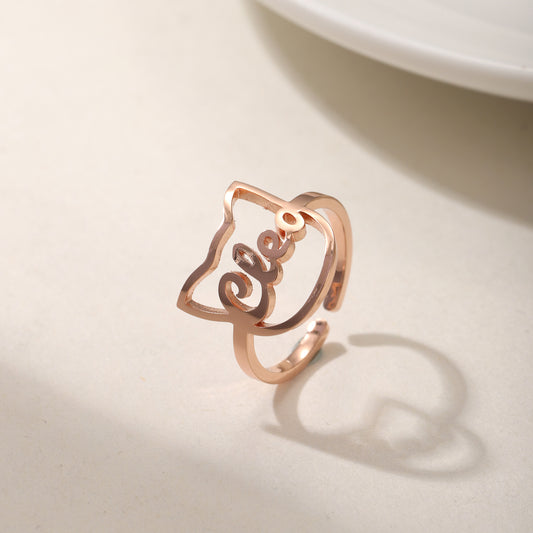 Custom Name Ring Cute Cat Style QN-R8827