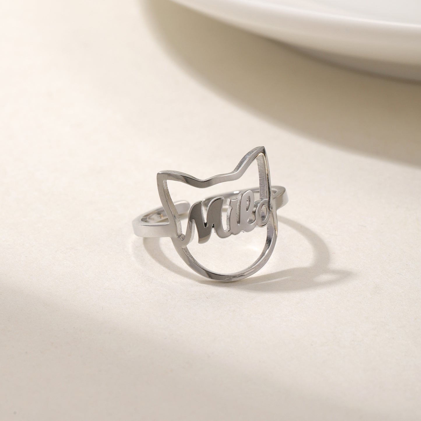 Custom Name Ring Cute Cat Style QN-R8827