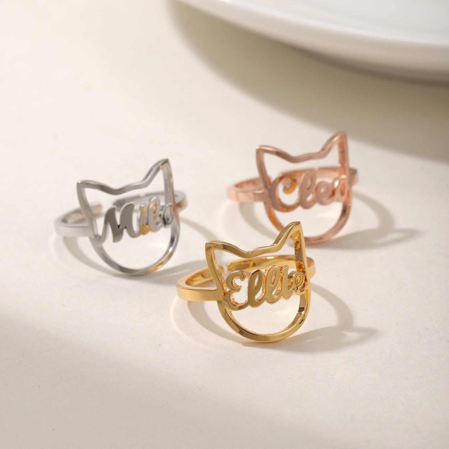 Custom Name Ring Cute Cat Style QN-R8827