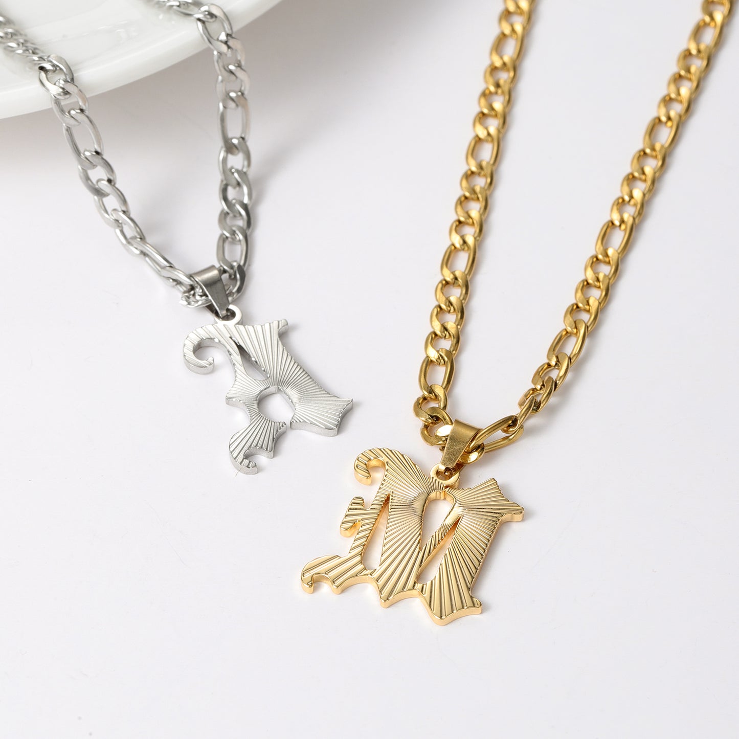 Custom 18K Gold Plated Initial Letter Necklace QFN3138