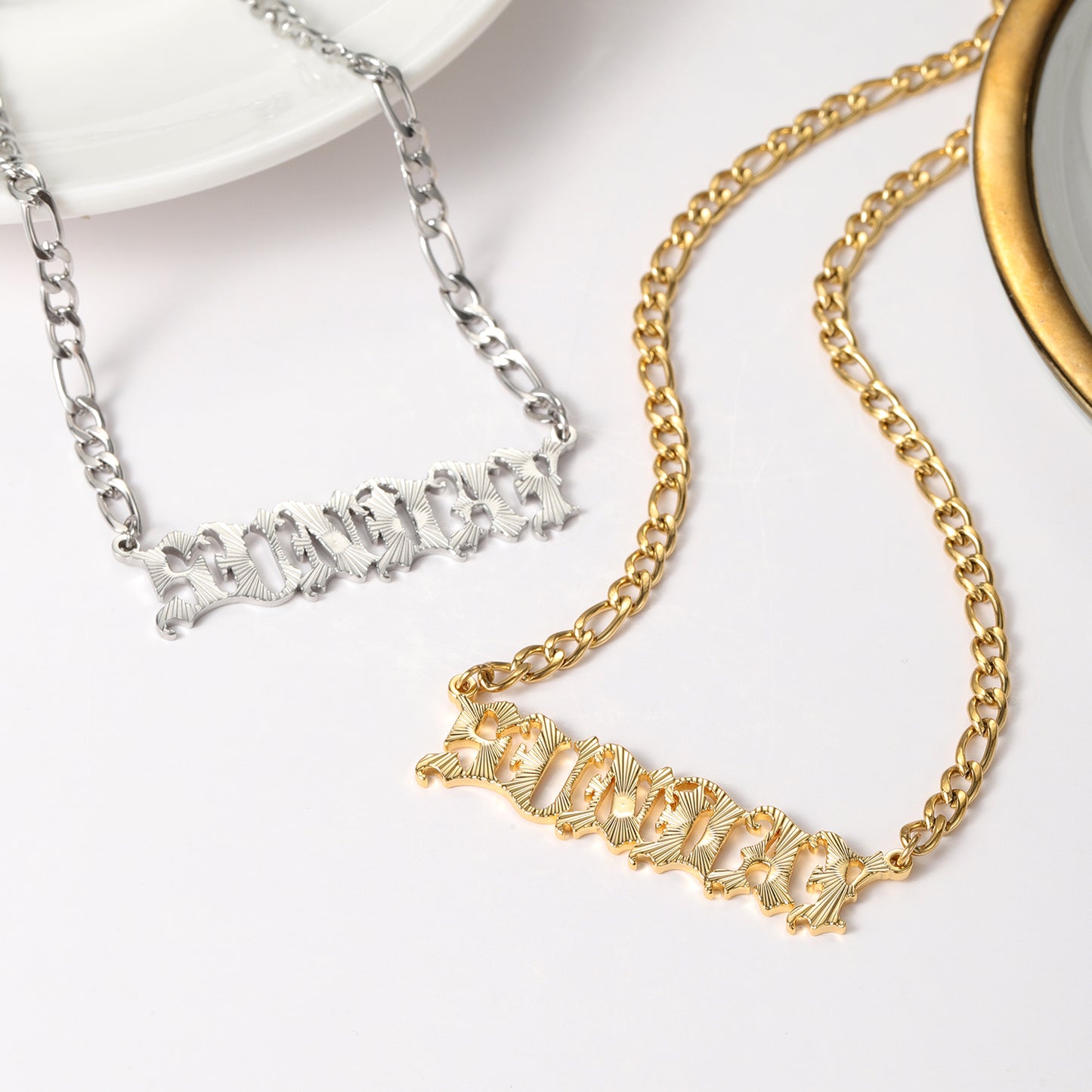 Custom Name Necklace With Texture QFN3142