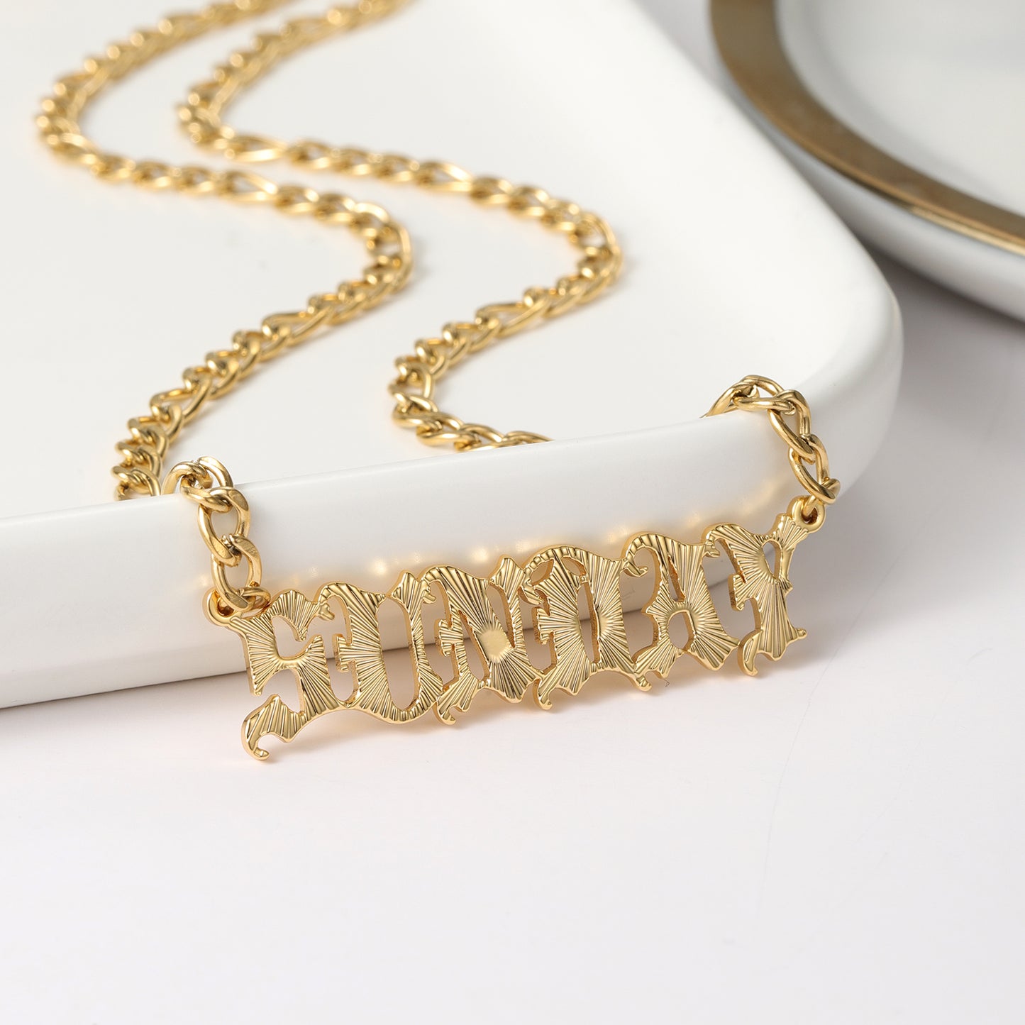 Custom Name Necklace With Texture QFN3142