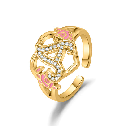 Initials Letters Heart Diamond Ring   SSS3006