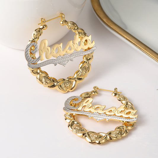 Custom Heart Name Hoop Earring QFE3136
