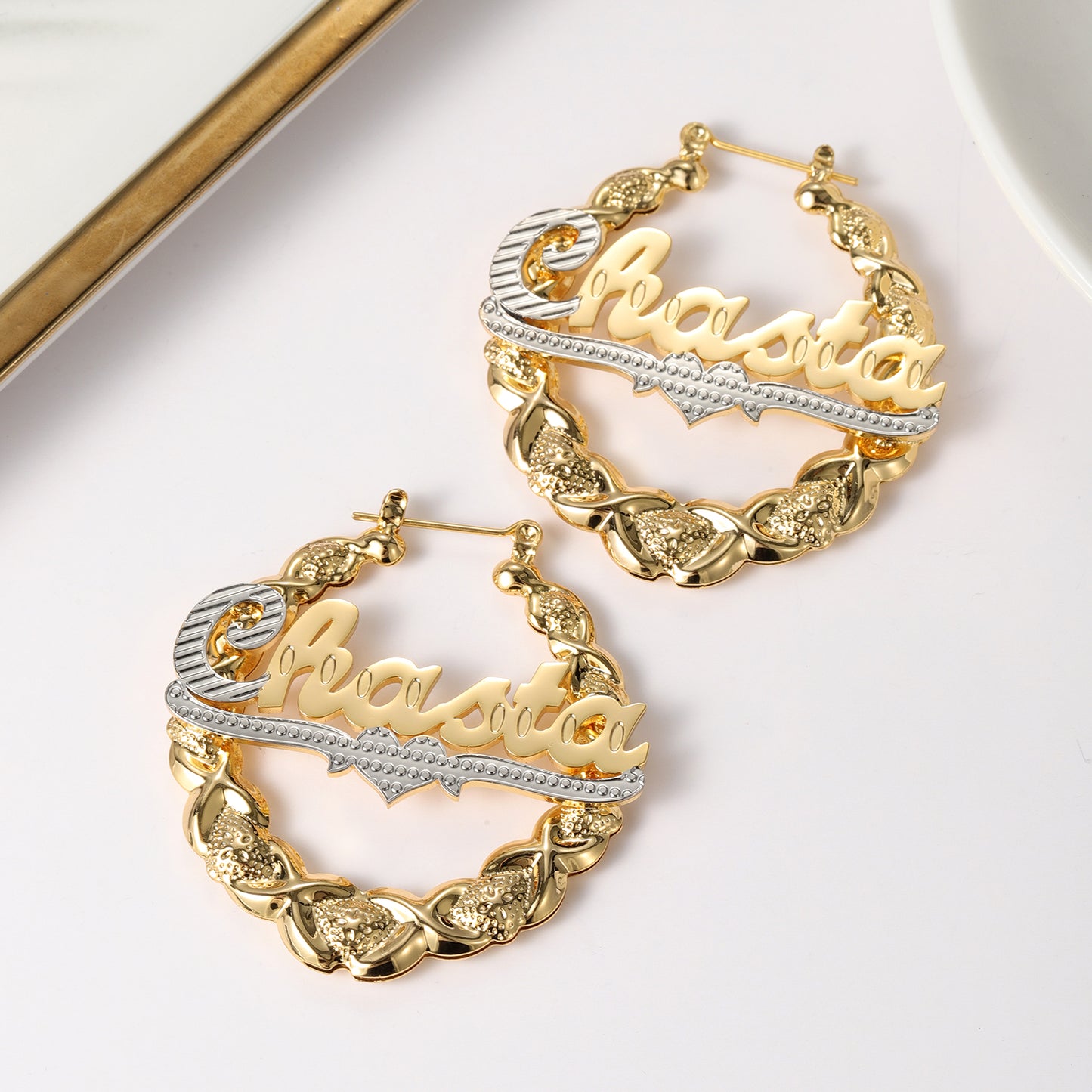 Custom Heart Name Hoop Earring QFE3136