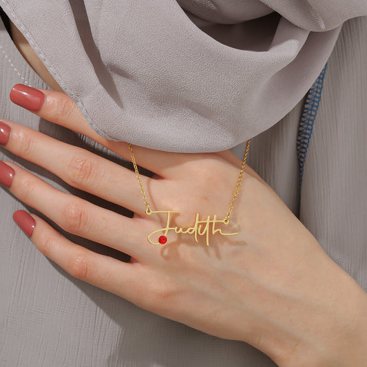 Kids Personalized Birthstone Name Necklace QNZN0084