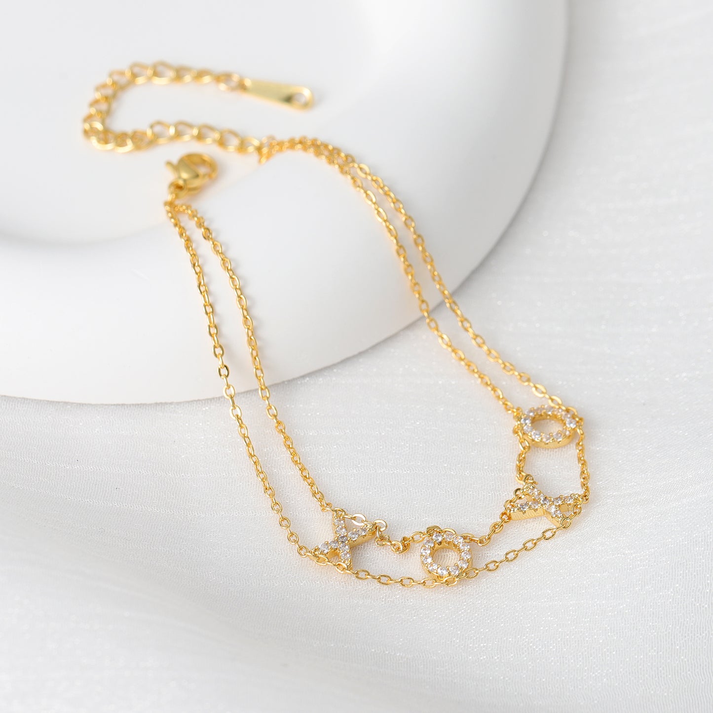 Double Layer Crystal Name Bracelet SSB0072