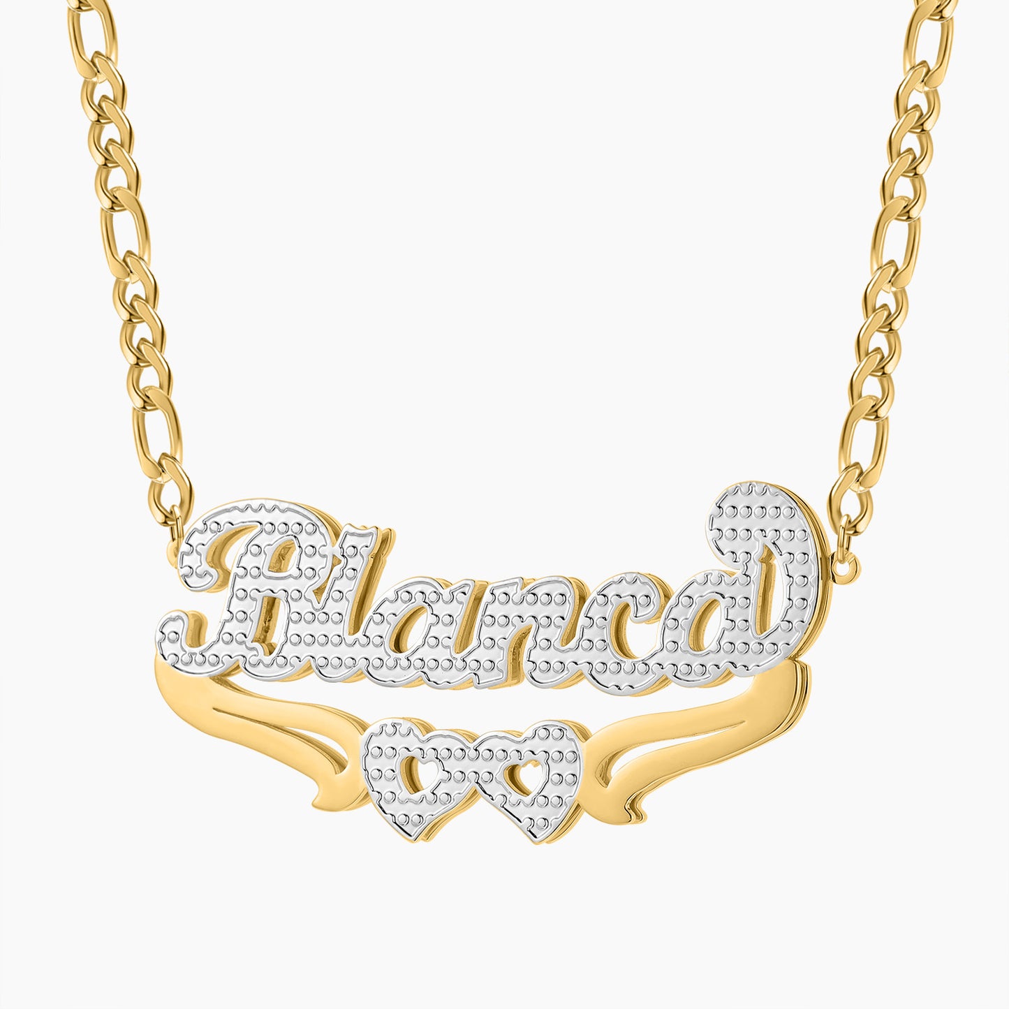 Custom Double Plated Heart Name Necklace QN794