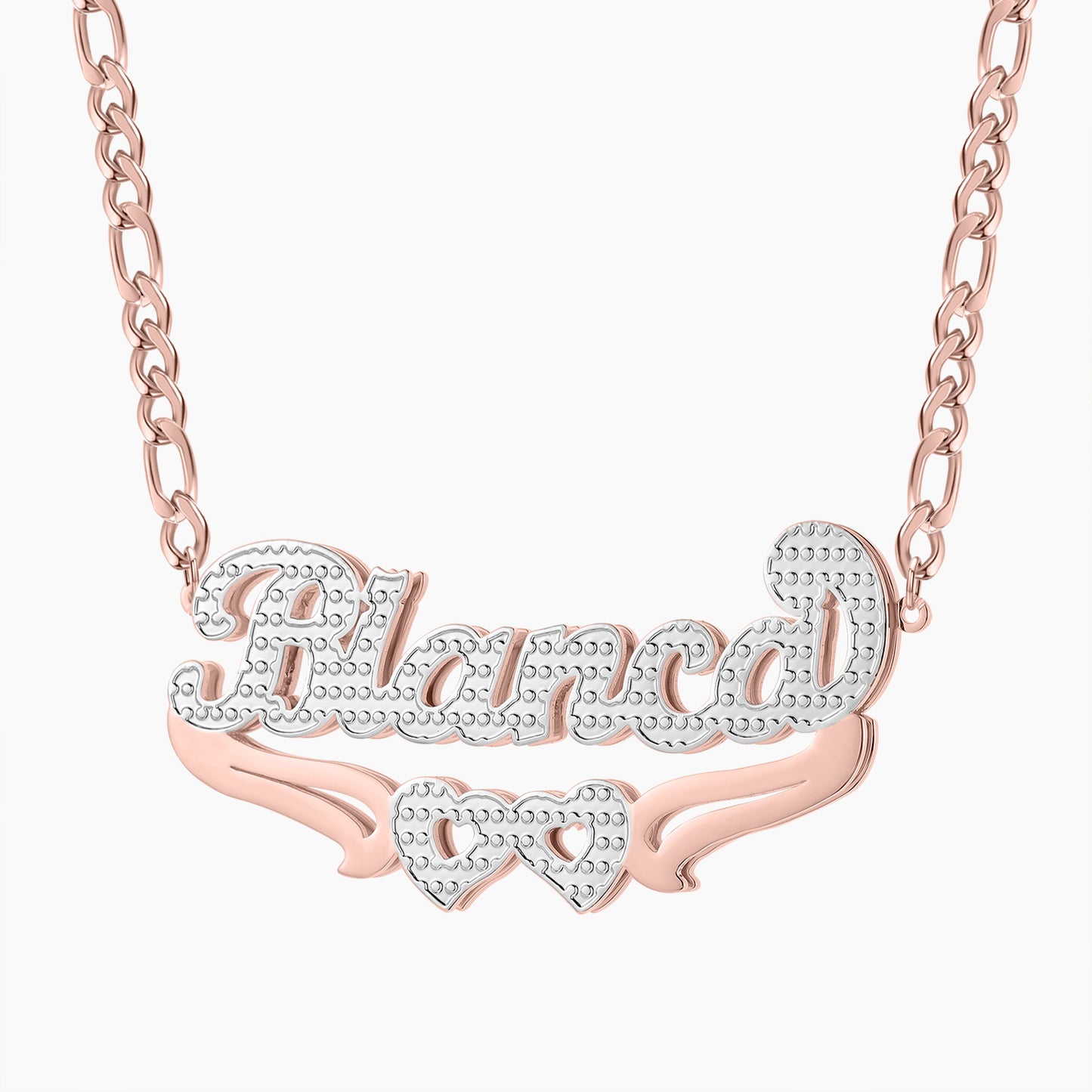 Custom Double Plated Heart Name Necklace QN794