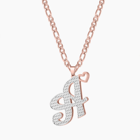 Zweifarbige Halskette mit Anfangsbuchstaben QN802