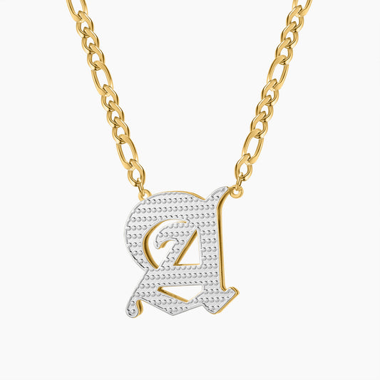 Double Plated Gothic Initial Letter Necklace QN803
