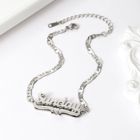 Custom Double Layer Two Tone Names Heart Bracelets QNF3156