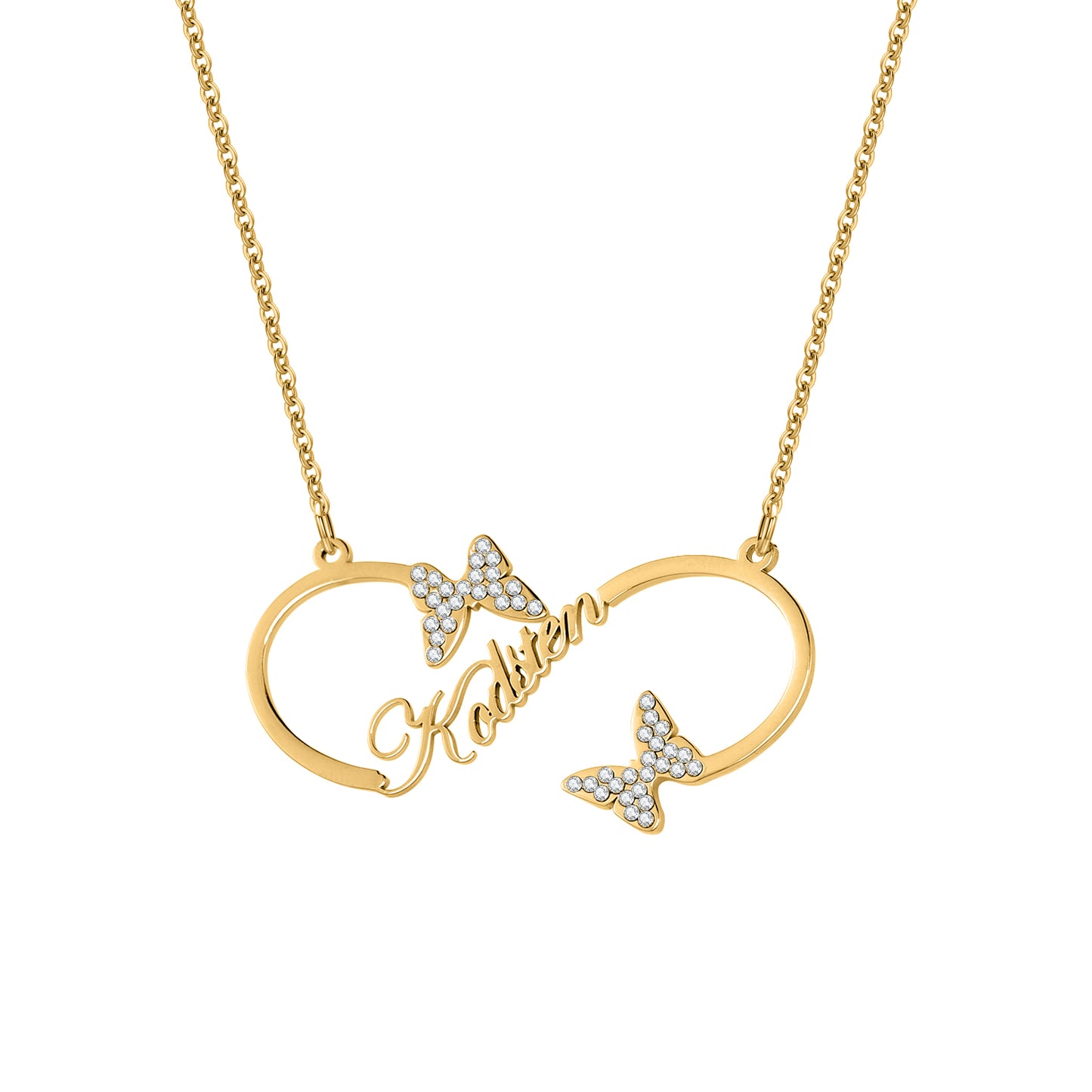 Diamond Butterfly Infinity loop Name Necklace QN860