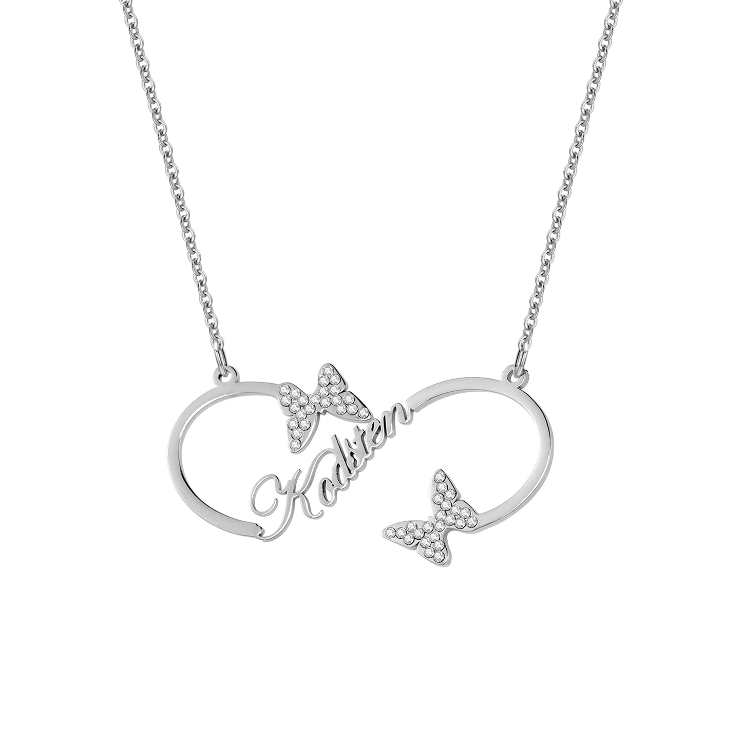 Diamond Butterfly Infinity loop Name Necklace QN860