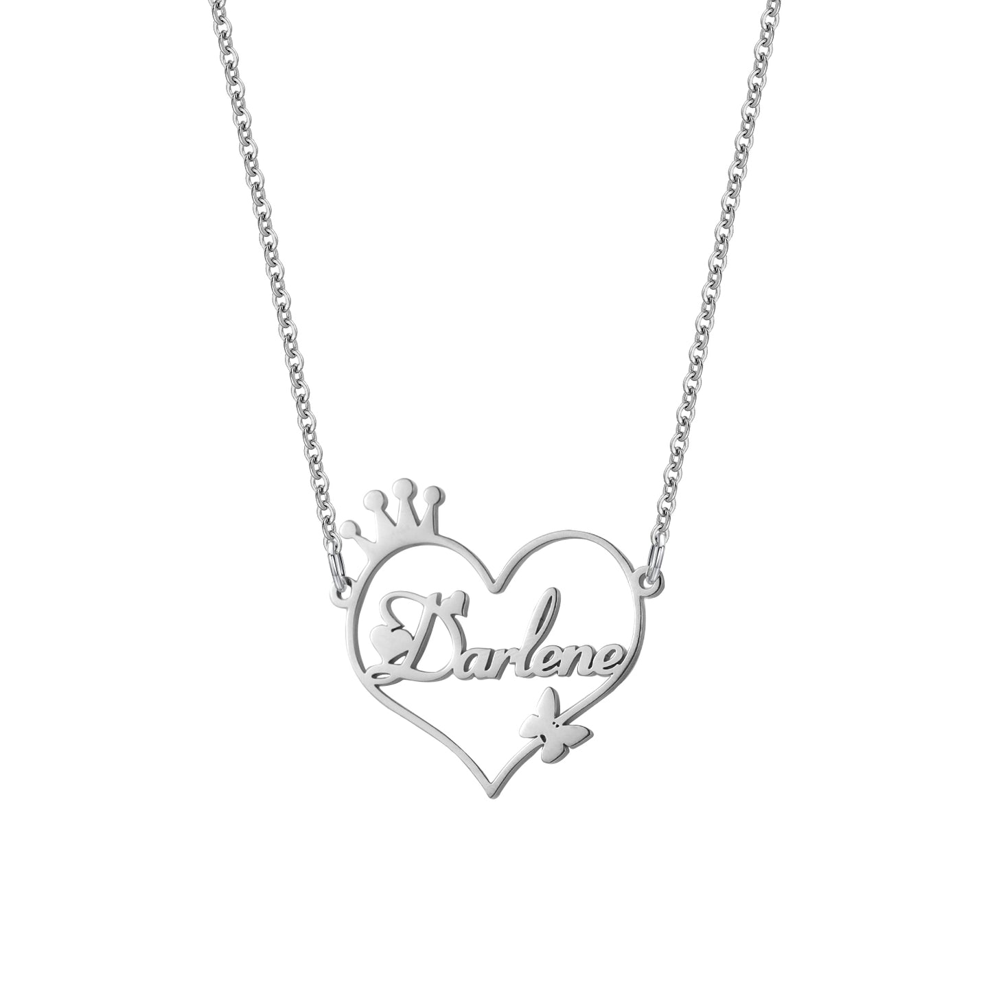 Crown Heart Custom Name Necklace QN859