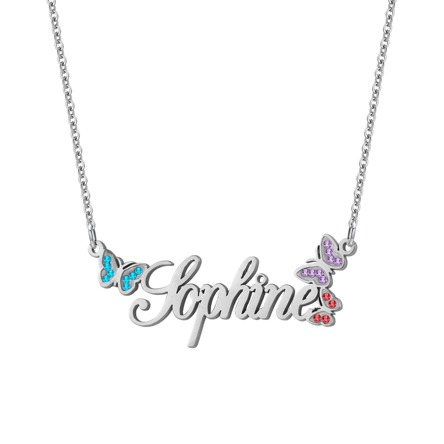 Custom Diamond Butterfly Name Necklaces QN857