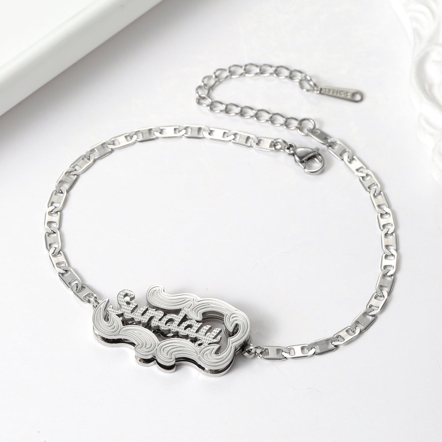 Custom Double Layer Two Tone Heart Names Bracelets QNF3157