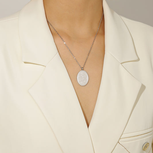 Hardship Jade Oval Necklac Calligraphy SN-N8334