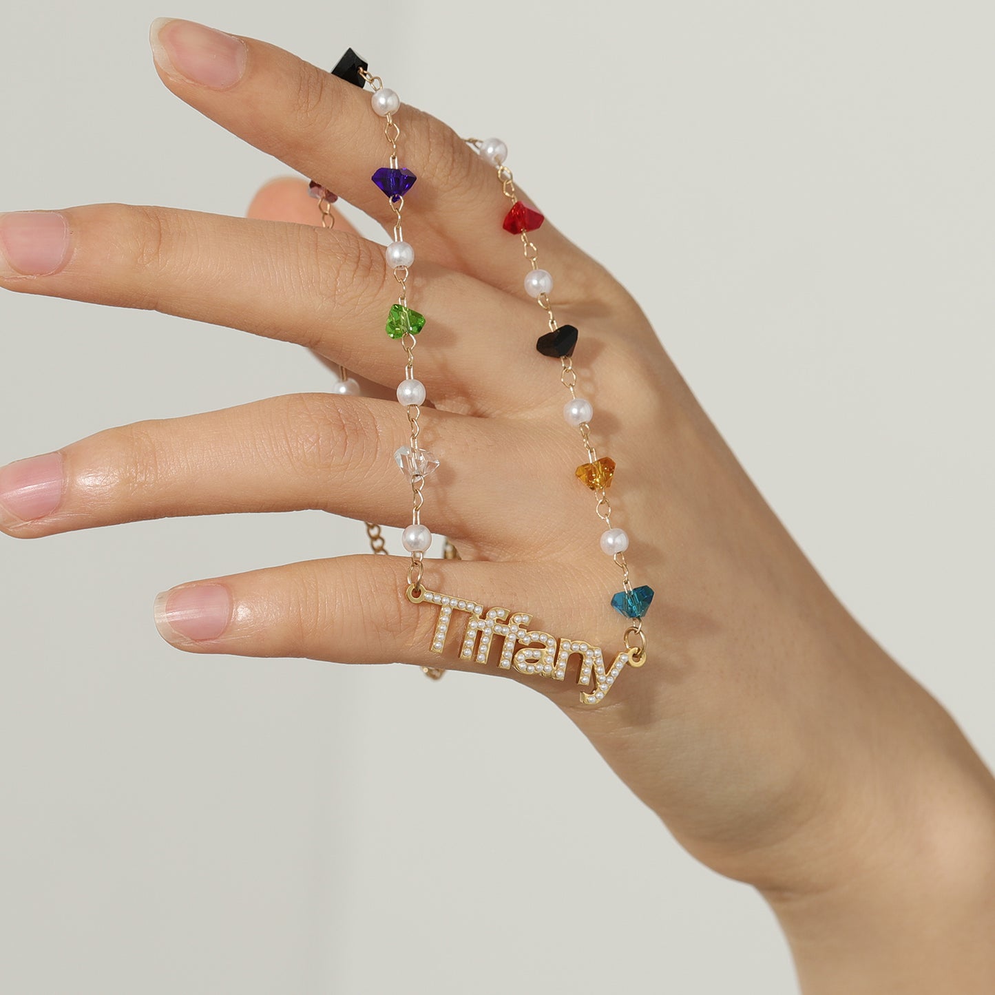 Pearl Name Pendants With Birthstone Letters Necklace MN2109