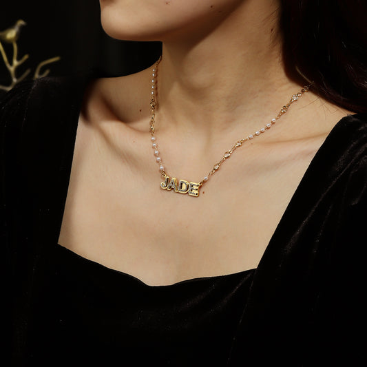 Double Layer Crystal Name Necklace  MN2185