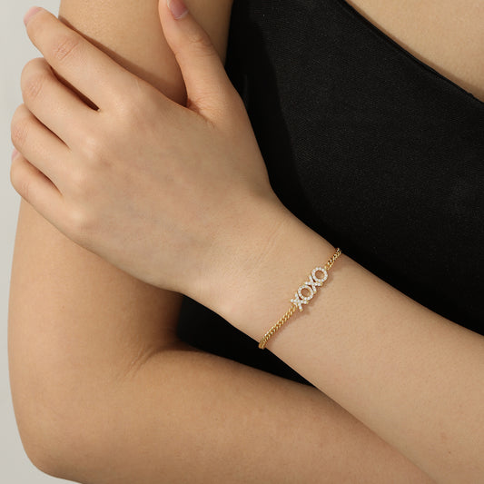 "XOXO" personalized zirconia bracelet CSB0076