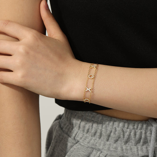 Double Layer Crystal Name Bracelet SSB0072