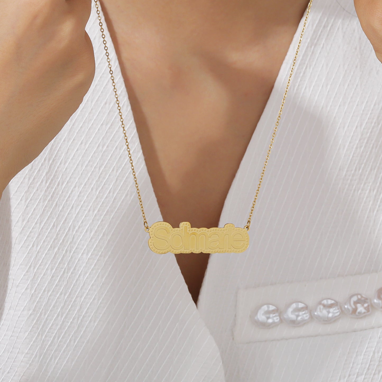 Corrosion Nameplate Name Necklace QFN3003