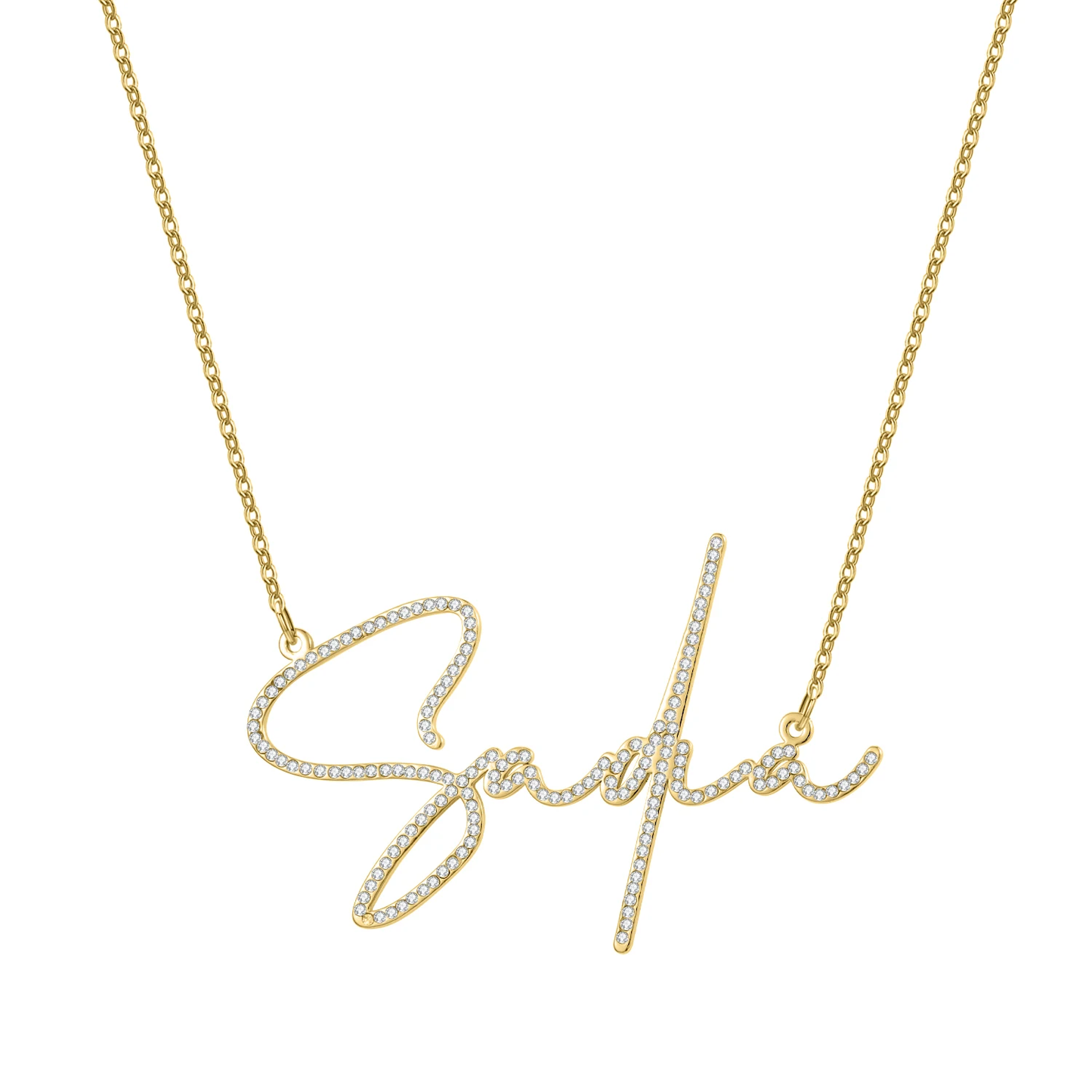 Crystal Signature Font Necklace QDN3015