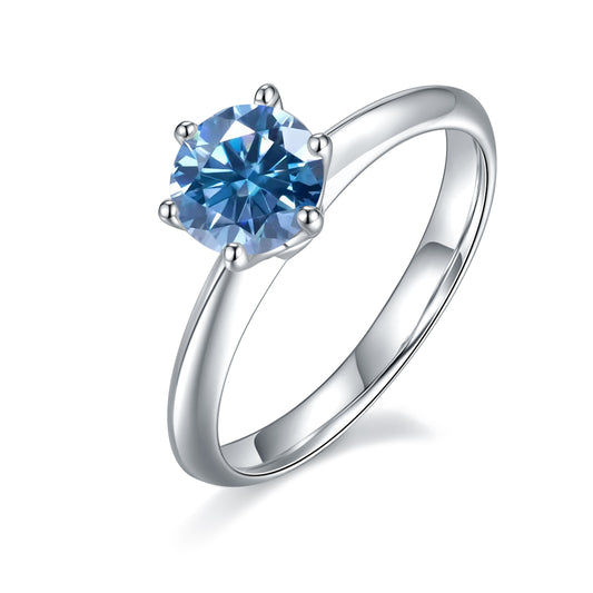 Blue Moissanite Wedding Rings M03EGM