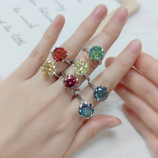 White Moissanite Wedding Rings M03EGM