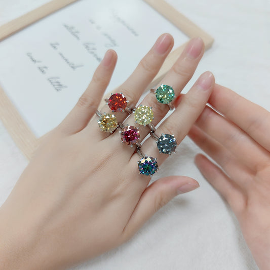 Green Moissanite Wedding Rings M03EGM