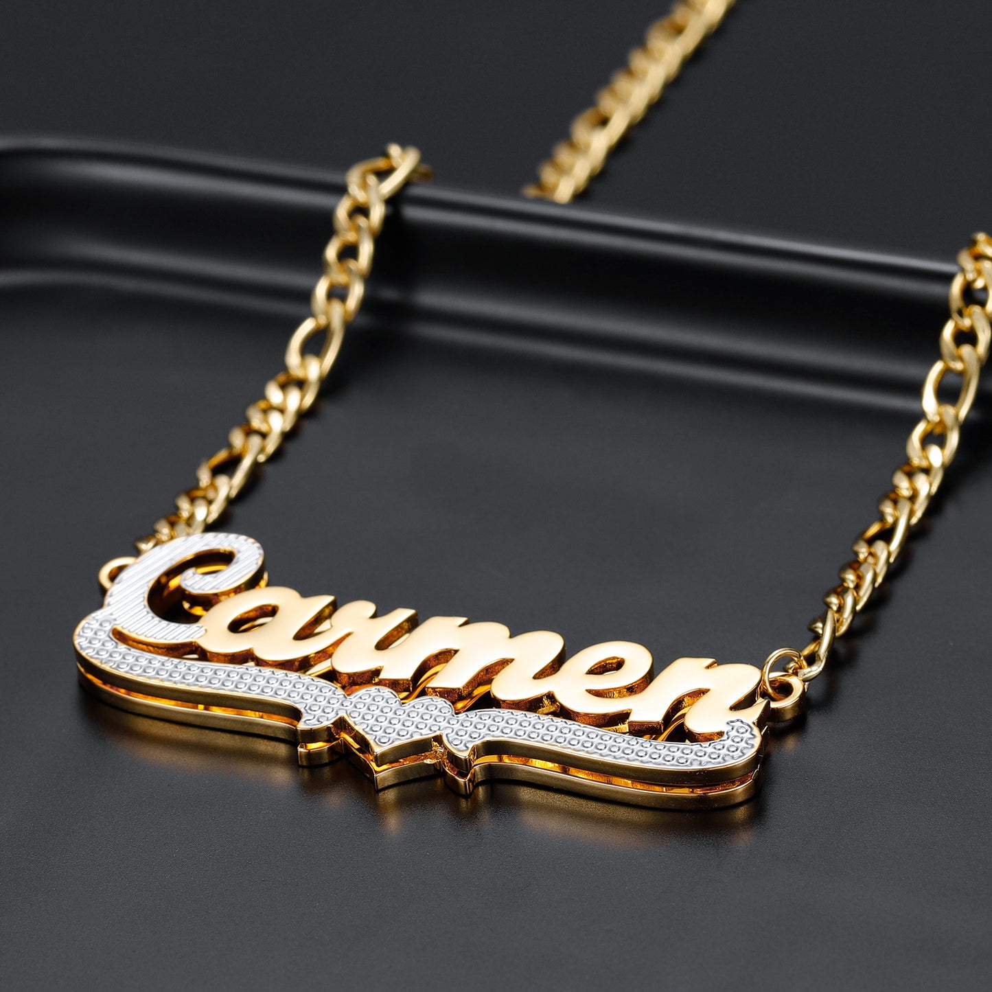 Two Tone Heart Nameplate QN20362