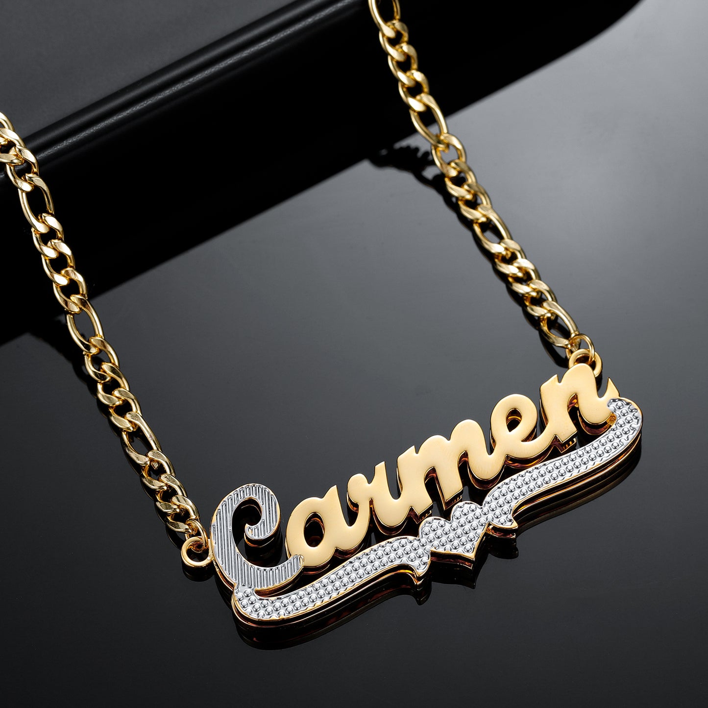 Two Tone Heart Nameplate QN20362