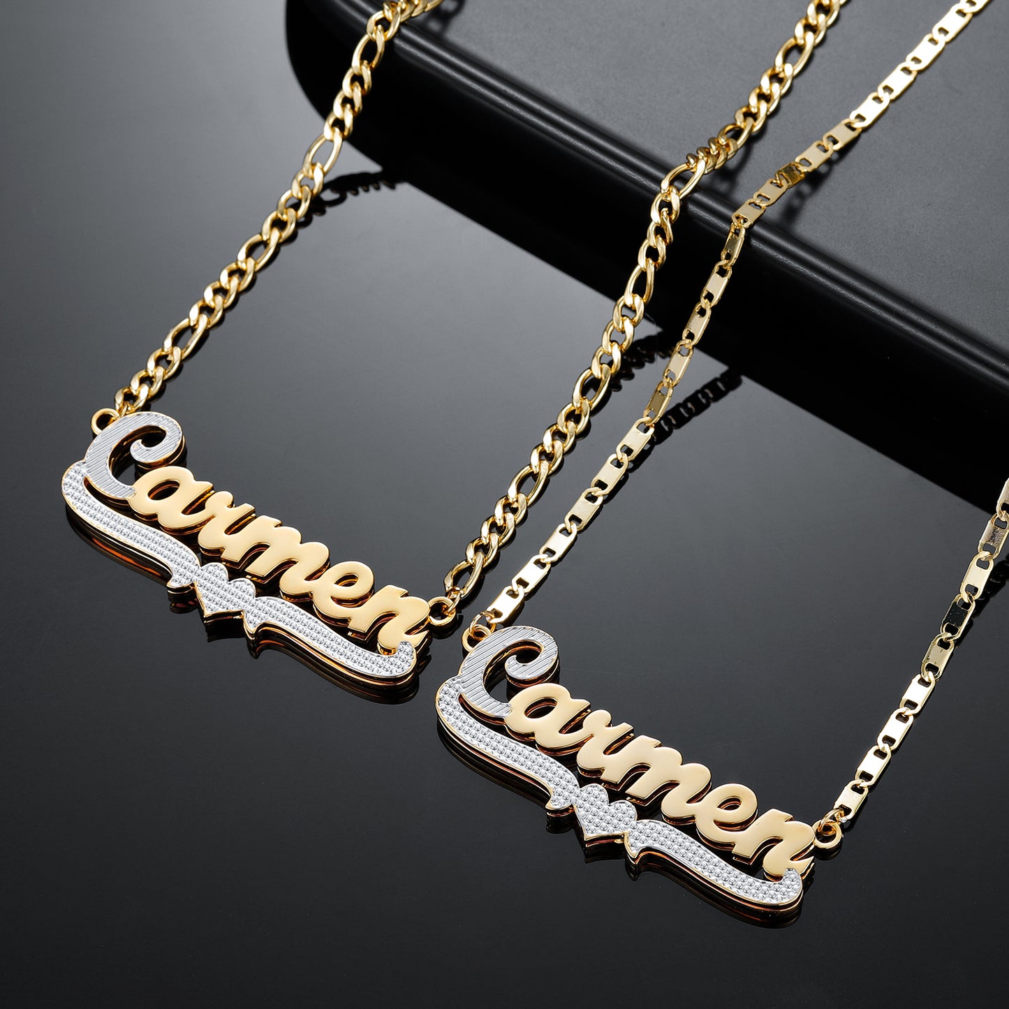 Two Tone Heart Nameplate QN20362