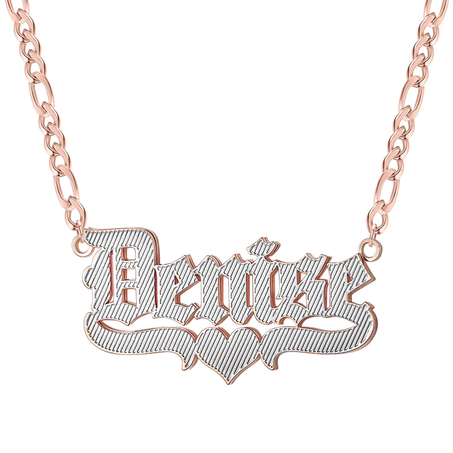Custom Heart Double Layer Two Tone Name QN363
