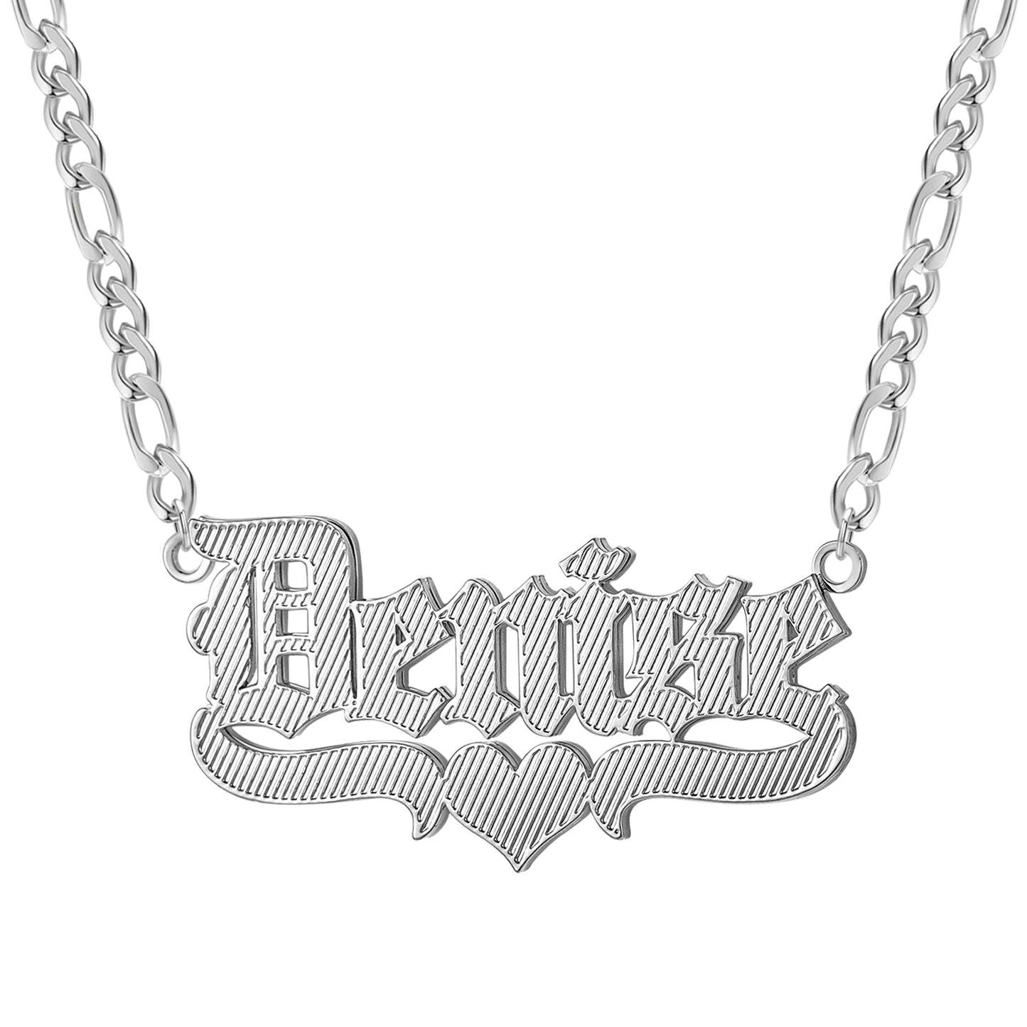 Custom Heart Double Layer Two Tone Name QN363