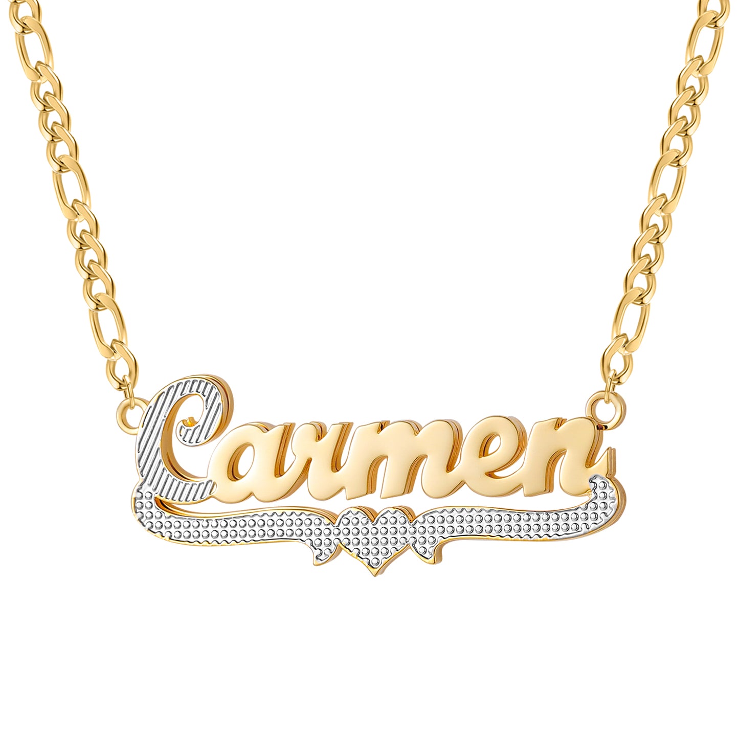 Two Tone Heart Nameplate QN20362