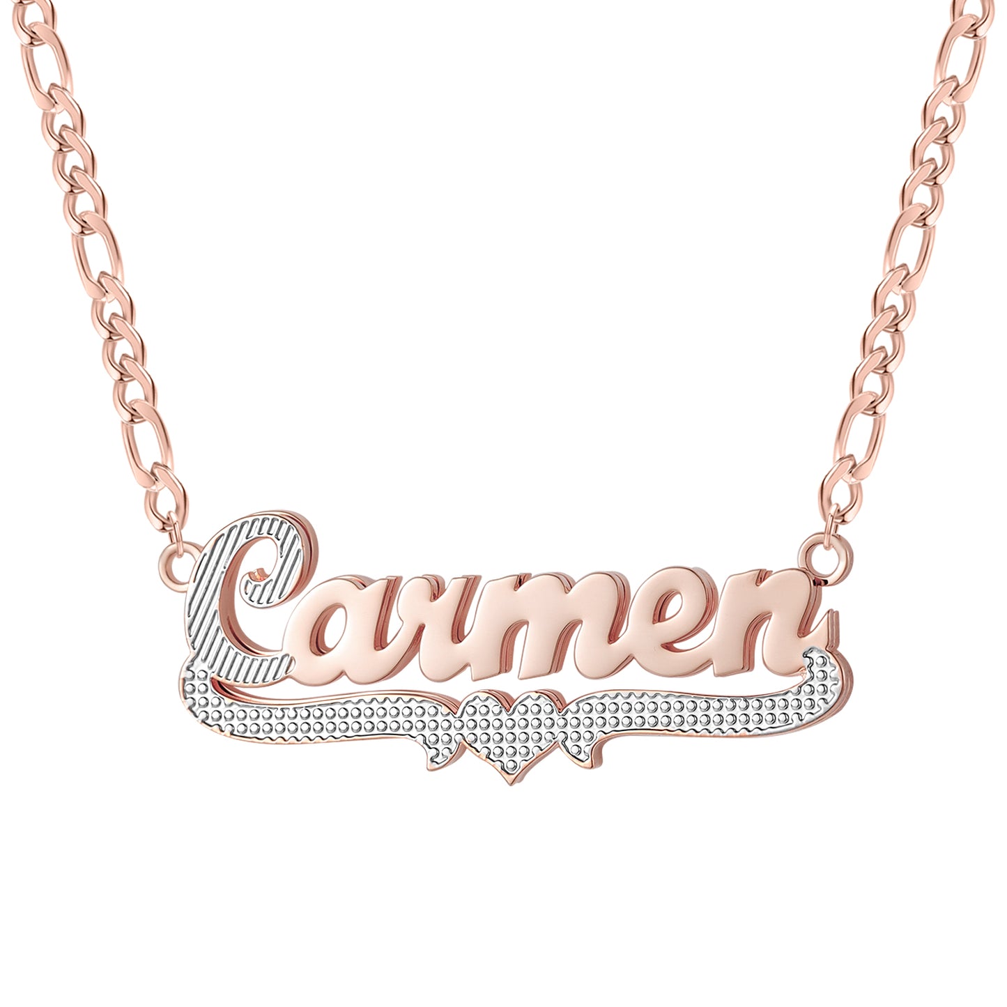 Two Tone Heart Nameplate QN20362