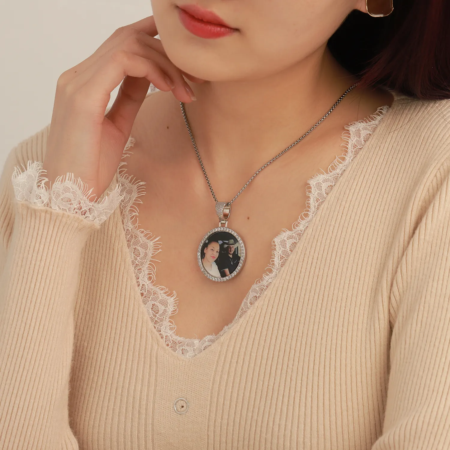 Customize Photo Round Frame Necklace QP-N0005