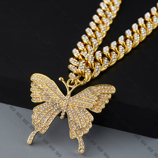 Butterfly Cuban Chain Necklace SUN115