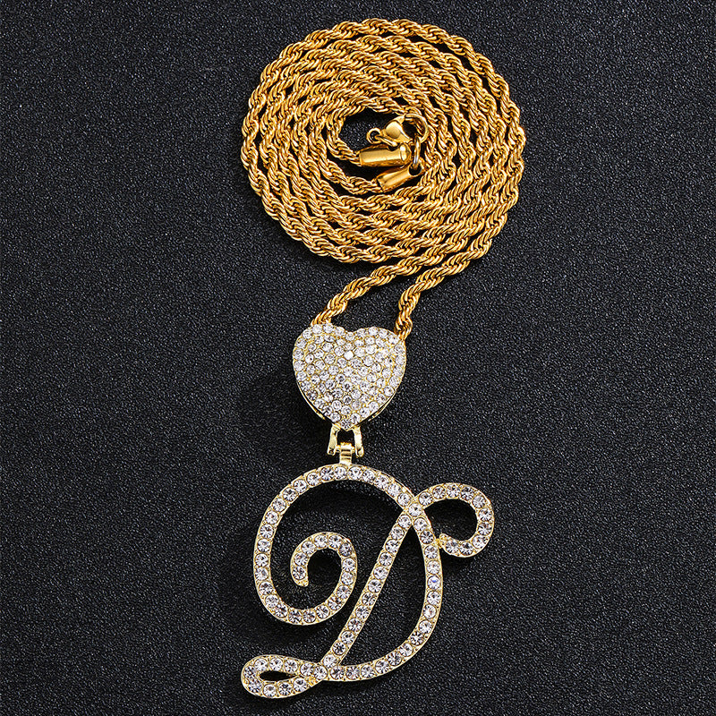 Letter Heart 3mm Twist Chain Pendant SUN112