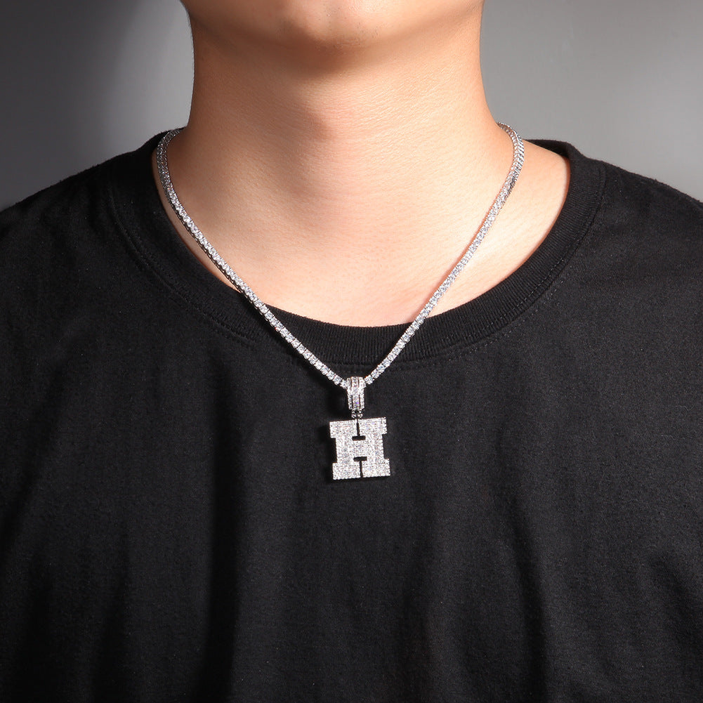 Chaîne de tennis Hip Hop Bling Bling Iced Out pour homme